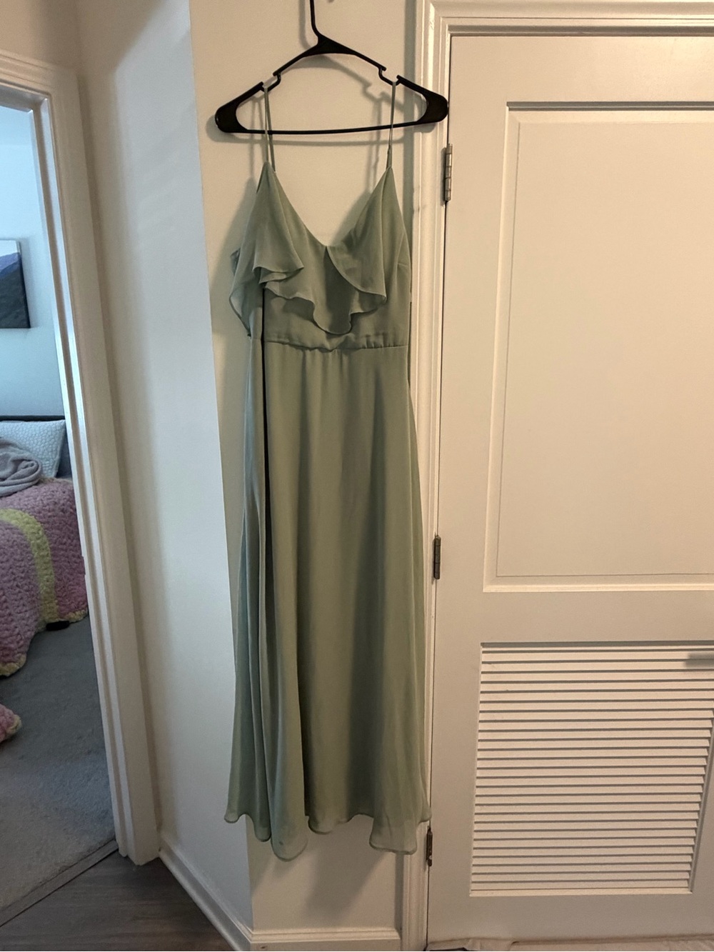 Birdy Grey Sage Green Ruffle-Front Maxi Dress